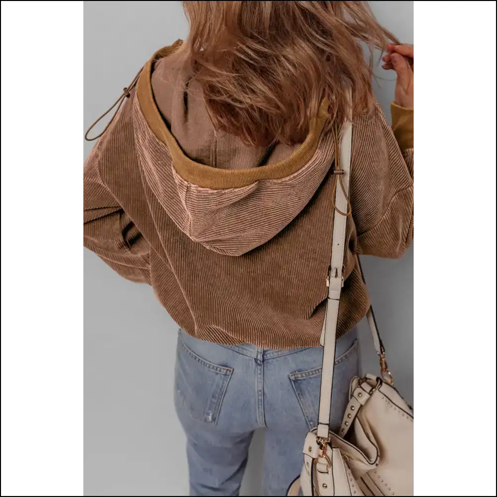 Chic Chestnut Corduroy Hoodie: Needful Things 🌰😂 - Sweatshirts & Hoodies on Sale Worldwide Shipping