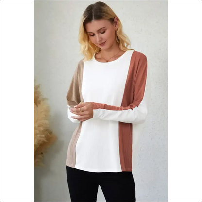 Chic Color Block Long Sleeve T-shirt - t Shirts on Sale Worldwide Shipping