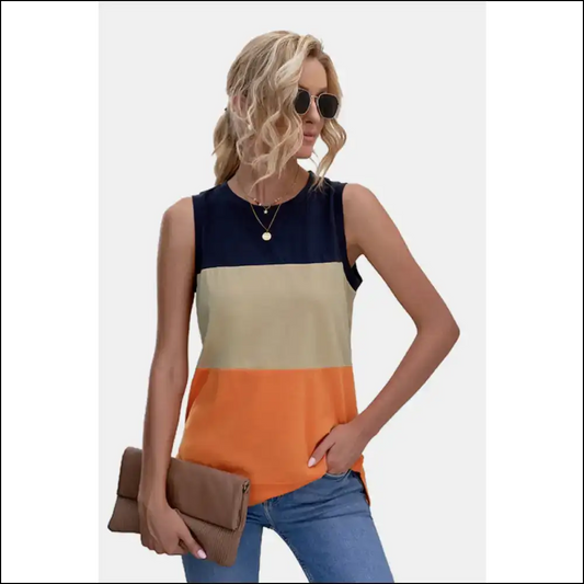 Chic Color Block Tank: Fashion that Says I’m a Big Deal Darling! 😎✨ - Tank Tops on Sale Worldwide Shipping