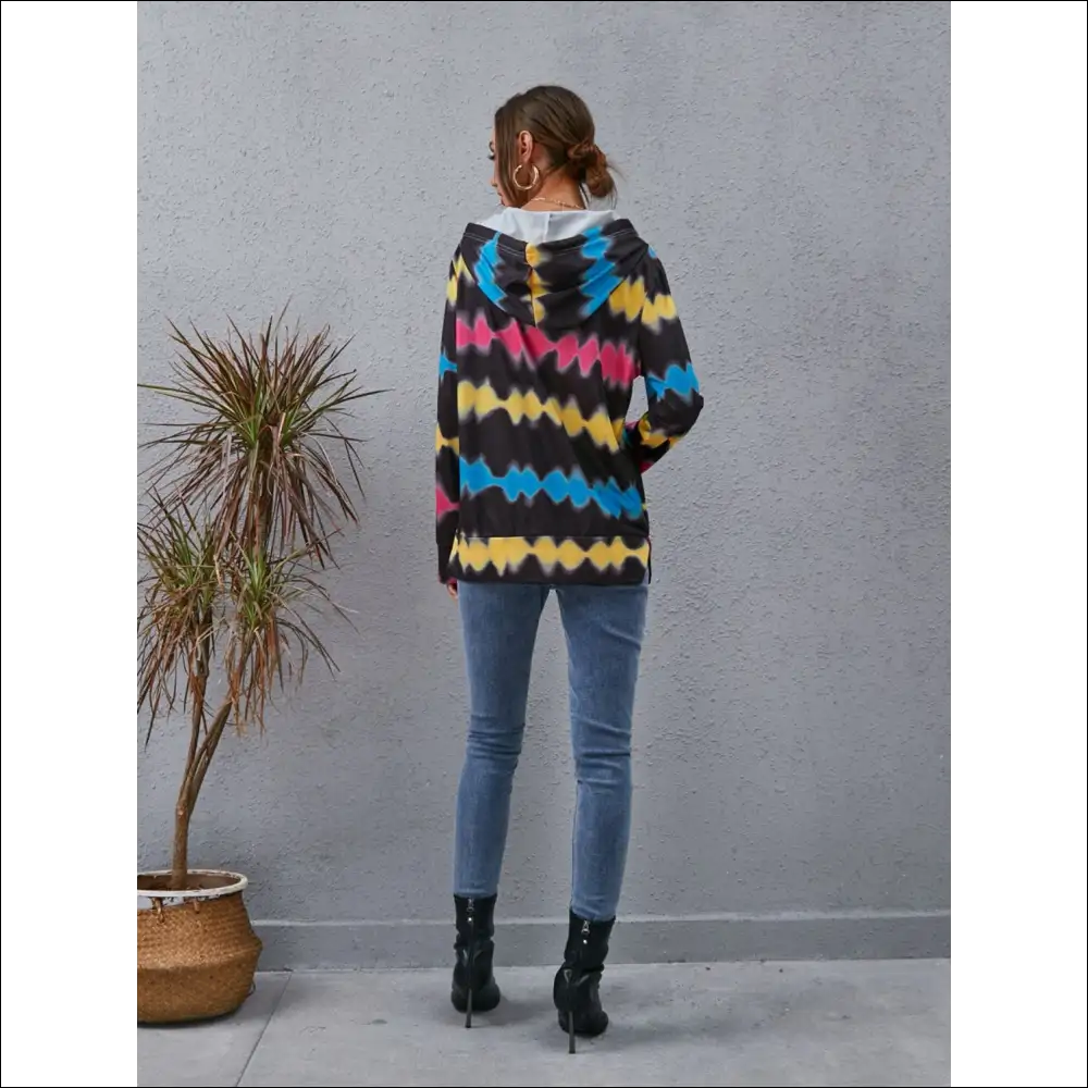 Chic Contrast Quarter Zip Dropped Shoulder Hoodie - Sweatshirts & Hoodies on Sale Worldwide Shipping
