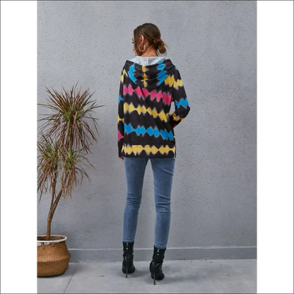 Chic Contrast Quarter Zip Dropped Shoulder Hoodie - Sweatshirts & Hoodies on Sale Worldwide Shipping