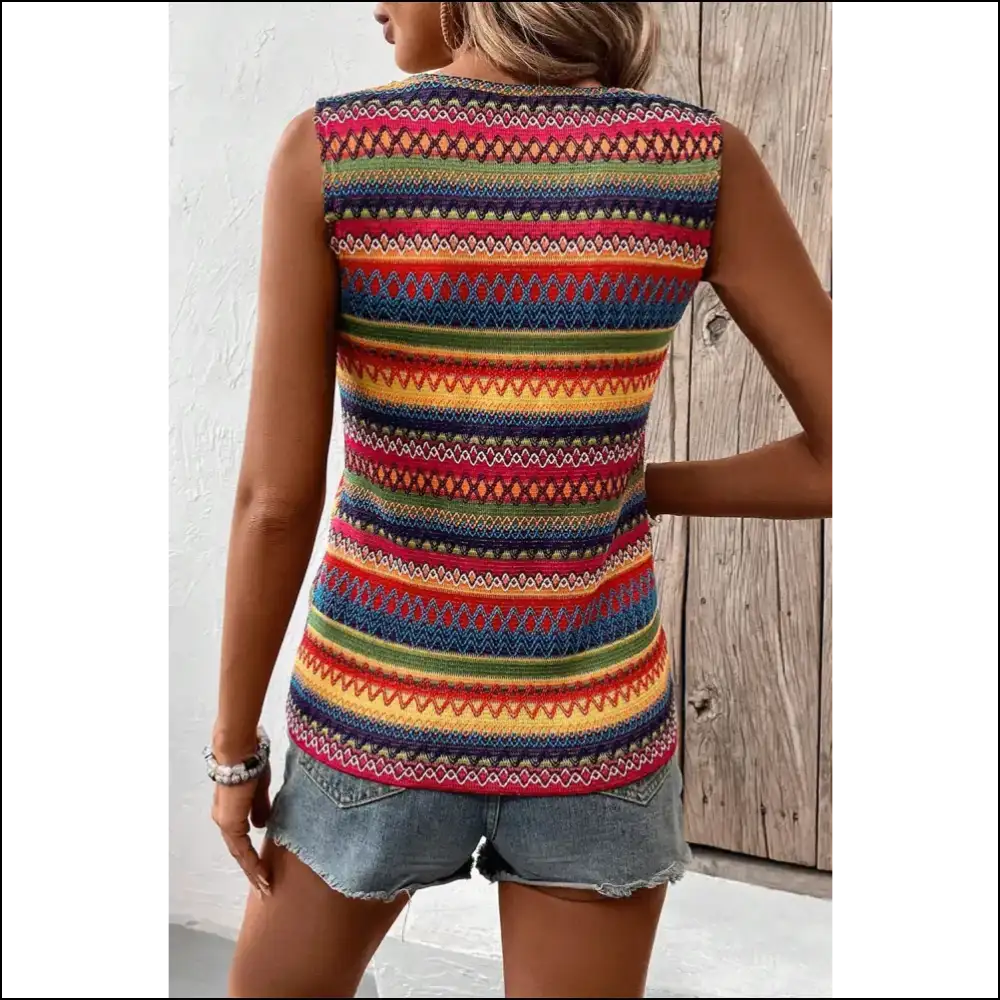 Chic Contrast Round Neck Tank Top - Tops on Sale Worldwide Shipping