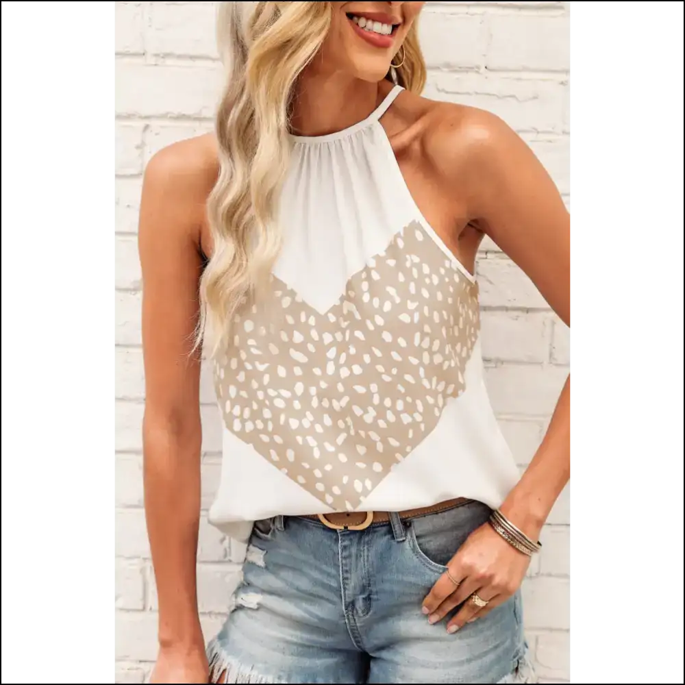 Chic Contrast Round Neck Tie Back Top - Tank Tops on Sale Worldwide Shipping