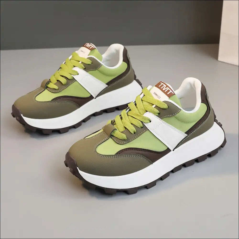 Chic Contrast Round Toe Platform Athletic Shoes - Green / 35(us4) - on Sale Worldwide Shipping
