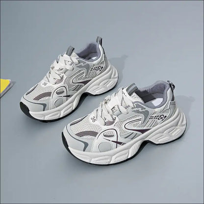 Chic Contrast Round Toe Platform Sneakers - Beige / 40(us9) - Athletic Shoes on Sale Worldwide Shipping