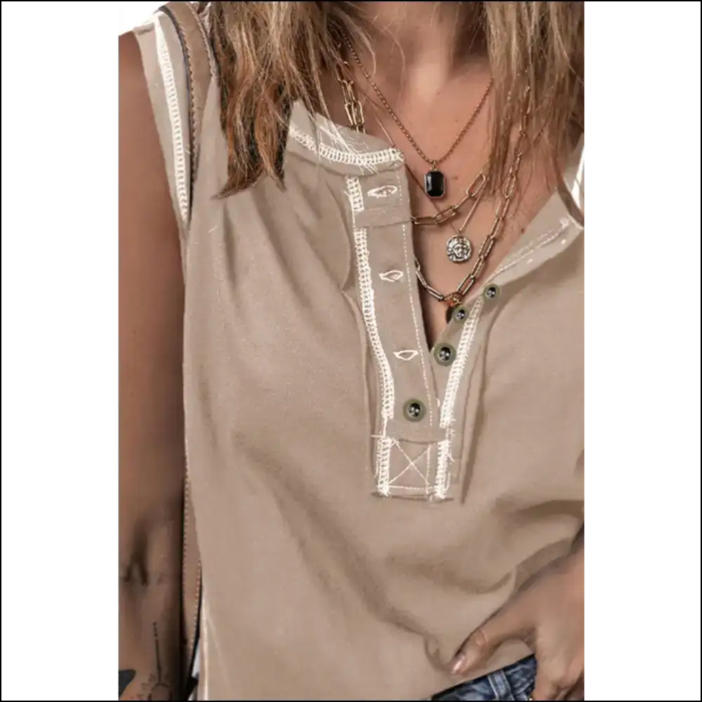 Chic Contrast Stitching Round Neck Tank - Tops on Sale Worldwide Shipping
