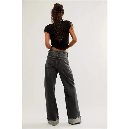 Chic Cuffed Jeans: Because your Legs Deserve a Stylish Comedy Show! 😂👖 - Jeans on Sale Worldwide Shipping