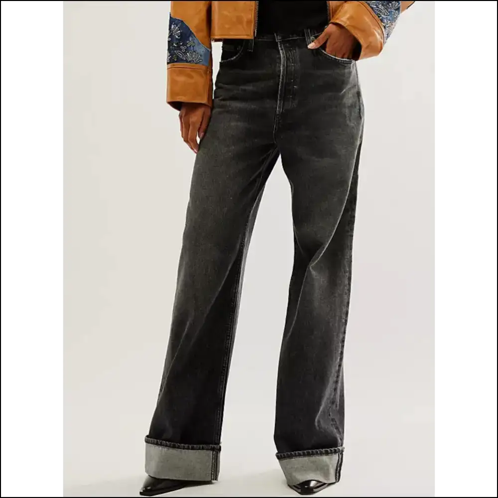 Chic Cuffed Jeans: Because your Legs Deserve a Stylish Comedy Show! 😂👖 - Black / s - Jeans on Sale Worldwide Shipping