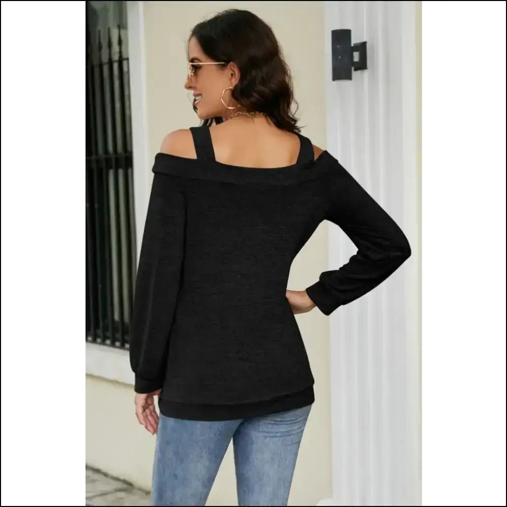 Chic Cutout Cold-shoulder Top - Blouses on Sale Worldwide Shipping