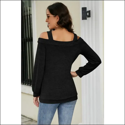 Chic Cutout Cold-shoulder Top - Blouses on Sale Worldwide Shipping