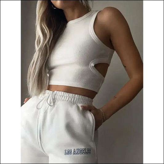 Chic Cutout Neck Tank: Because who Needs Shoulders Anyway? 😜 Needful Things - White / s - Tank Tops on Sale Worldwide Shipping