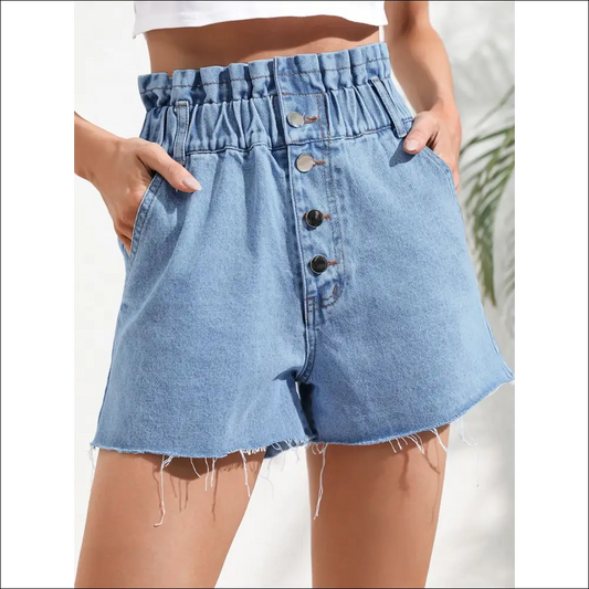 Chic Denim Shorts with Pockets - Medium / Xl - on Sale Worldwide Shipping