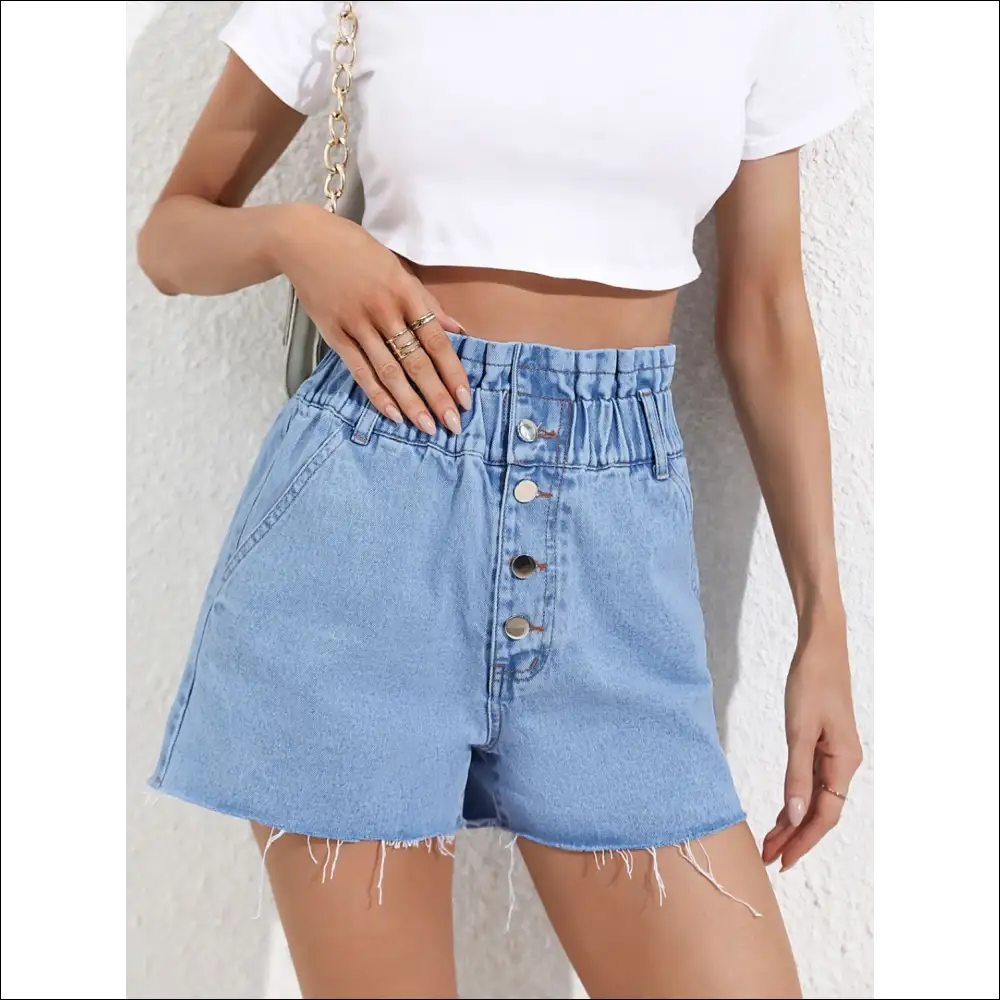 Chic Denim Shorts with Pockets - on Sale Worldwide Shipping