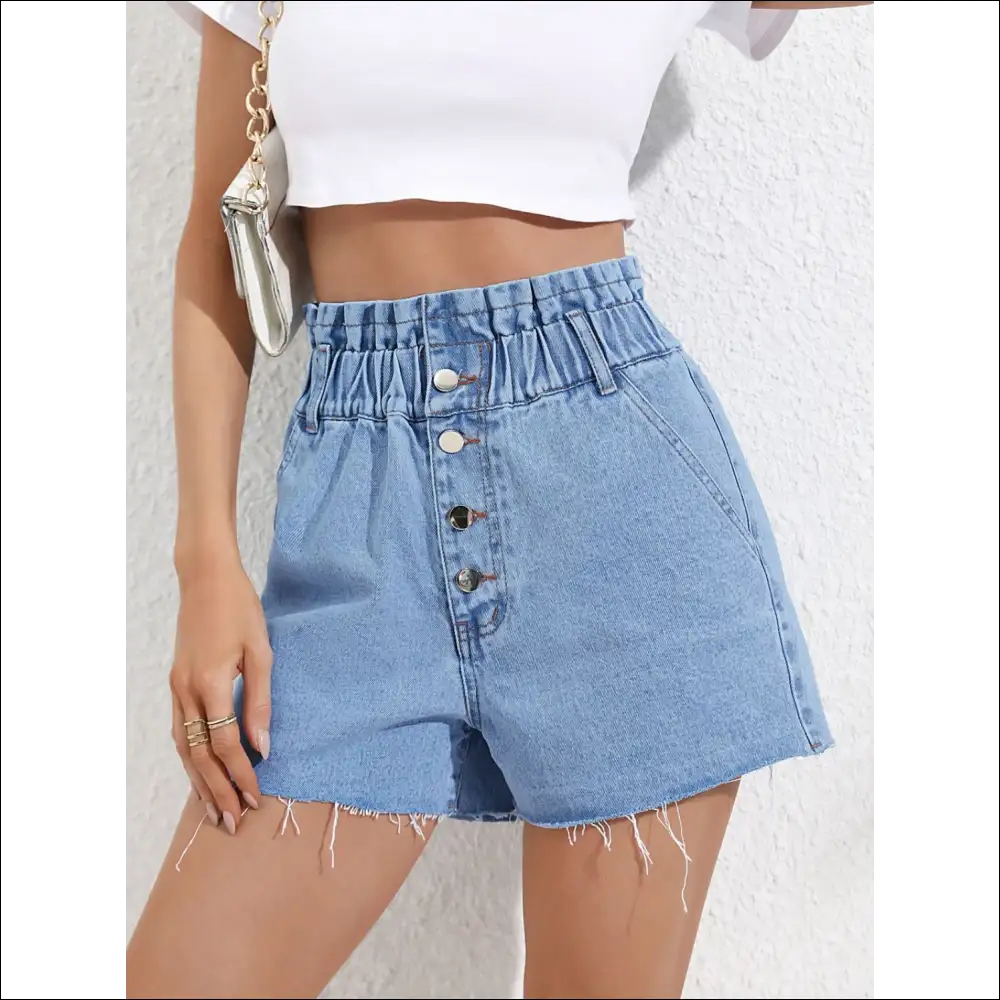 Chic Denim Shorts with Pockets - on Sale Worldwide Shipping