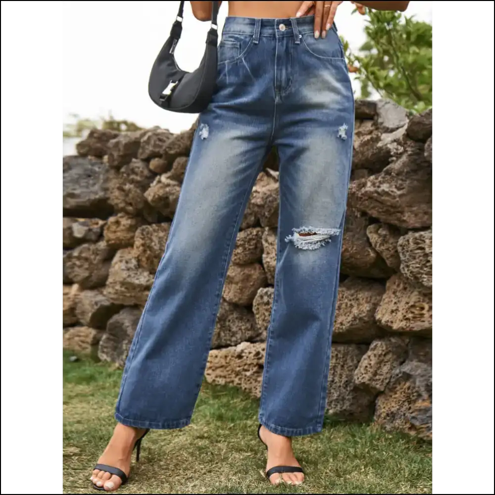 Chic Distressed Jeans: your New Best Friend for Fabulousness and Fun! 😄✨ - Jeans on Sale Worldwide Shipping