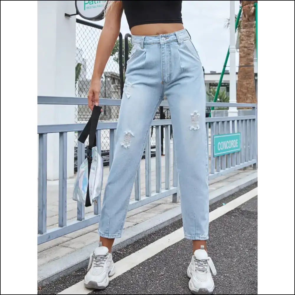 Chic Distressed Straight Jeans: Flaunt your Fabulousness with Style! 💥👖 - Jeans on Sale Worldwide Shipping