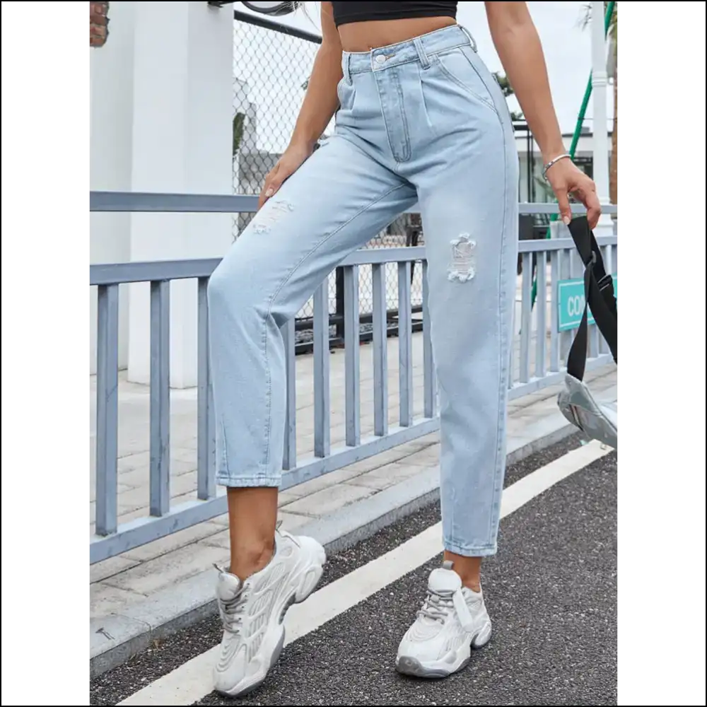 Chic Distressed Straight Jeans: Flaunt your Fabulousness with Style! 💥👖 - Jeans on Sale Worldwide Shipping