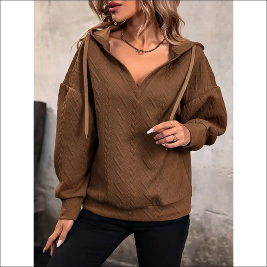 Chic Drawstring Dropped Shoulder Long Sleeve Hoodie - Brown / Xl - Hoodies Sweatshirts & on Sale Worldwide Shipping