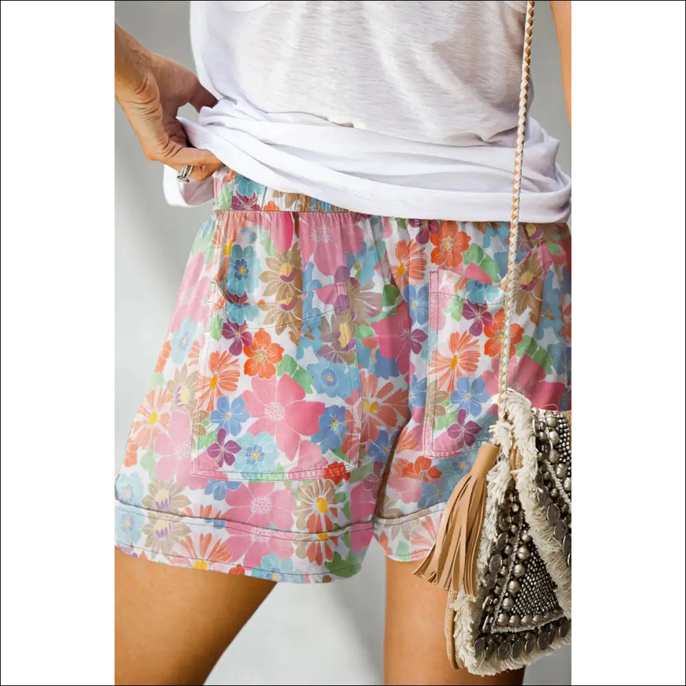 Chic Drawstring Printed Shorts with Pockets - on Sale Worldwide Shipping