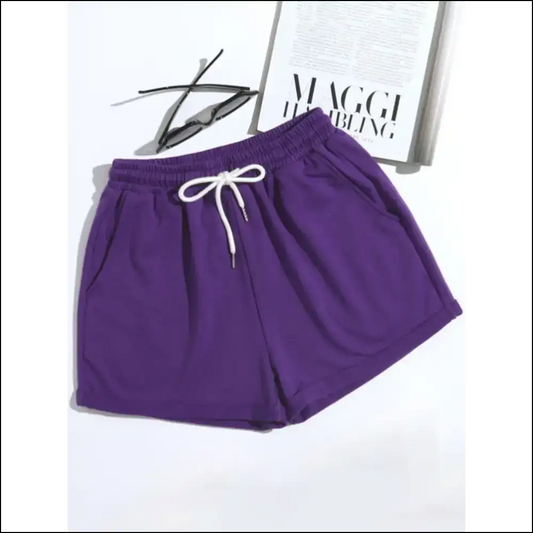 Chic Drawstring Shorts with Pockets - Mauve / Xs - on Sale Worldwide Shipping