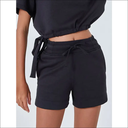 Chic Drawstring Solid Color Shorts with Pockets - Black / s - on Sale Worldwide Shipping