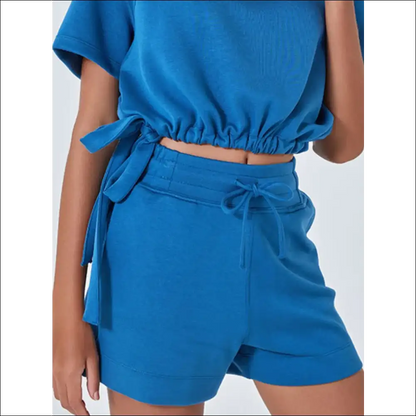 Chic Drawstring Solid Color Shorts with Pockets - Sky Blue / s - on Sale Worldwide Shipping