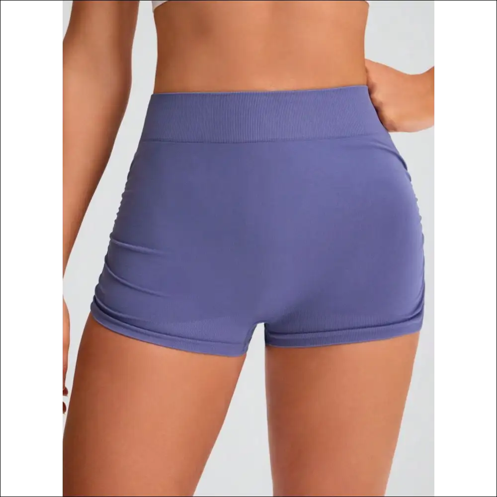 Chic Elastic Waist Active Shorts for Women - Dirty Blue / s - on Sale Worldwide Shipping