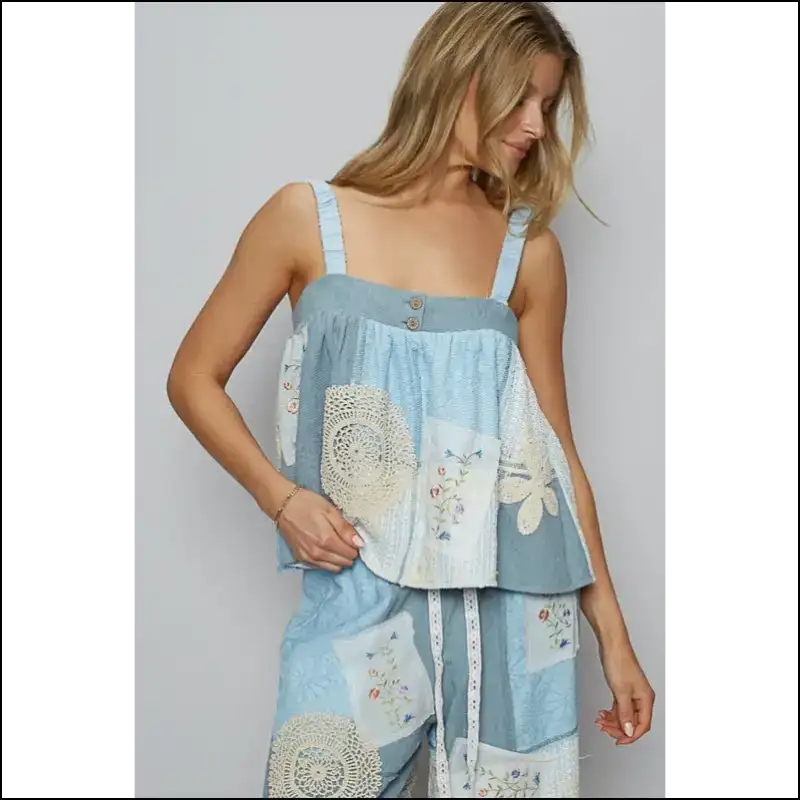 Chic Embroidered Lace Square Neck Cami - Tank Tops on Sale Worldwide Shipping