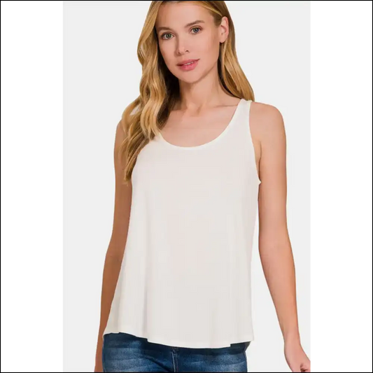 Chic Enough for Yoga Comfy Netflix: Flowing Elegance Tank! 😏✨ - Ivory / s - Tank Tops on Sale Worldwide Shipping