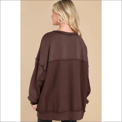 Chic Exposed Seam Long Sleeve Sweatshirt - Sweatshirts & Hoodies on Sale Worldwide Shipping