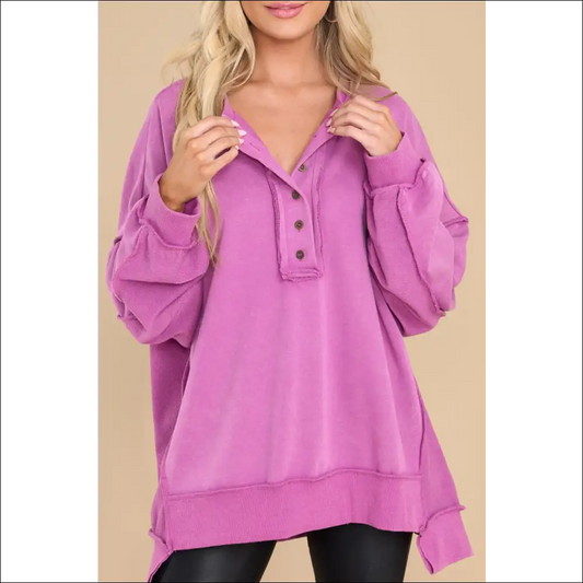 Chic Exposed Seam Long Sleeve Sweatshirt - Fuchsia / s - Sweatshirts & Hoodies on Sale Worldwide Shipping