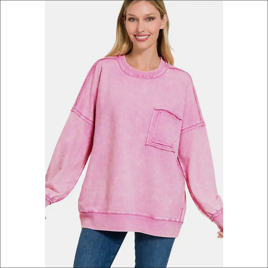Chic Exposed Seam Sweatshirt for Effortless Style - Mauve / s - Sweatshirts & Hoodies on Sale Worldwide Shipping