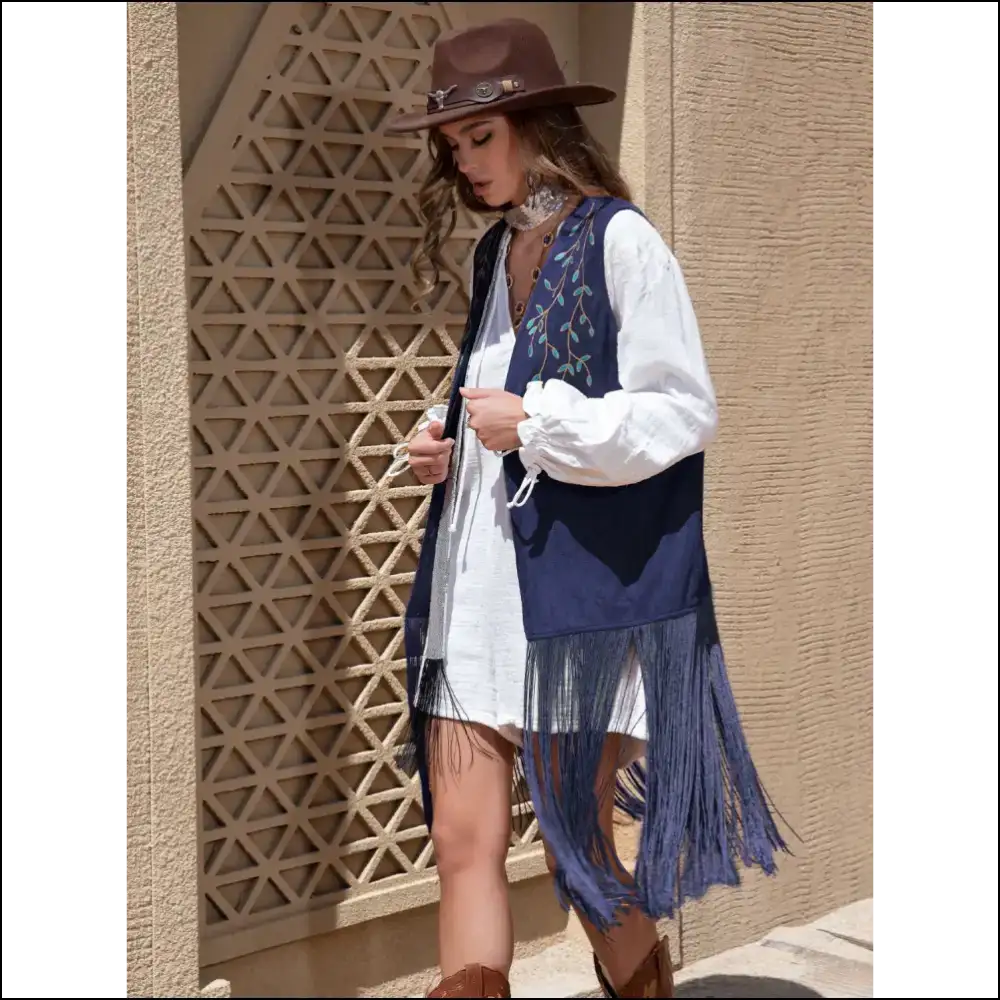 Chic Faux Suede Fringe Hem Open Front Vest - Tank Tops on Sale Worldwide Shipping