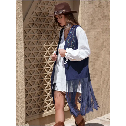 Chic Faux Suede Fringe Hem Open Front Vest - Tank Tops on Sale Worldwide Shipping