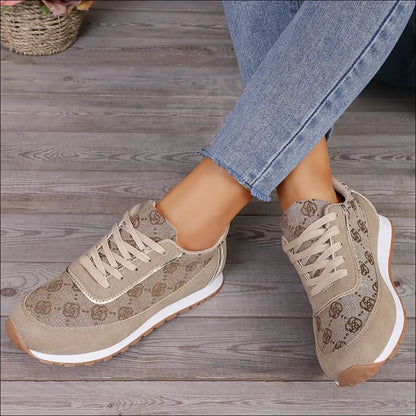 Chic Floral Contrast Round Toe Athletic Shoes - Camel / 36(us5) - on Sale Worldwide Shipping