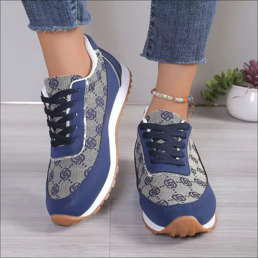Chic Floral Contrast Round Toe Athletic Shoes - Navy / 36(us5) - on Sale Worldwide Shipping