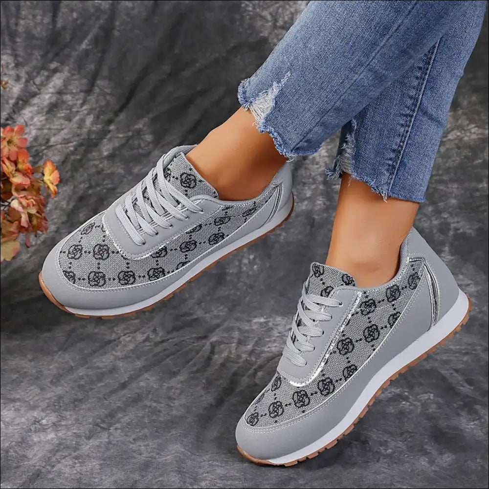 Chic Floral Contrast Round Toe Athletic Shoes - on Sale Worldwide Shipping