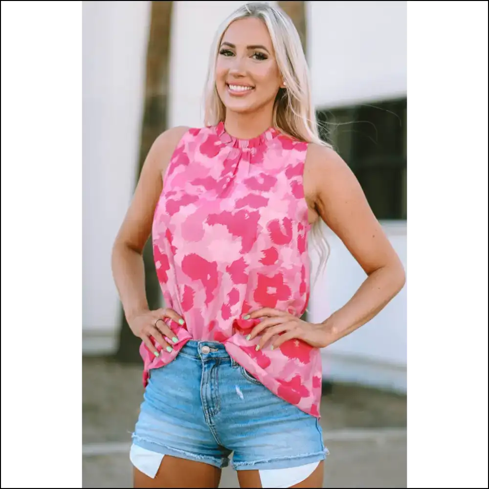 Chic Floral Frill Trim Tank Top - Tops on Sale Worldwide Shipping