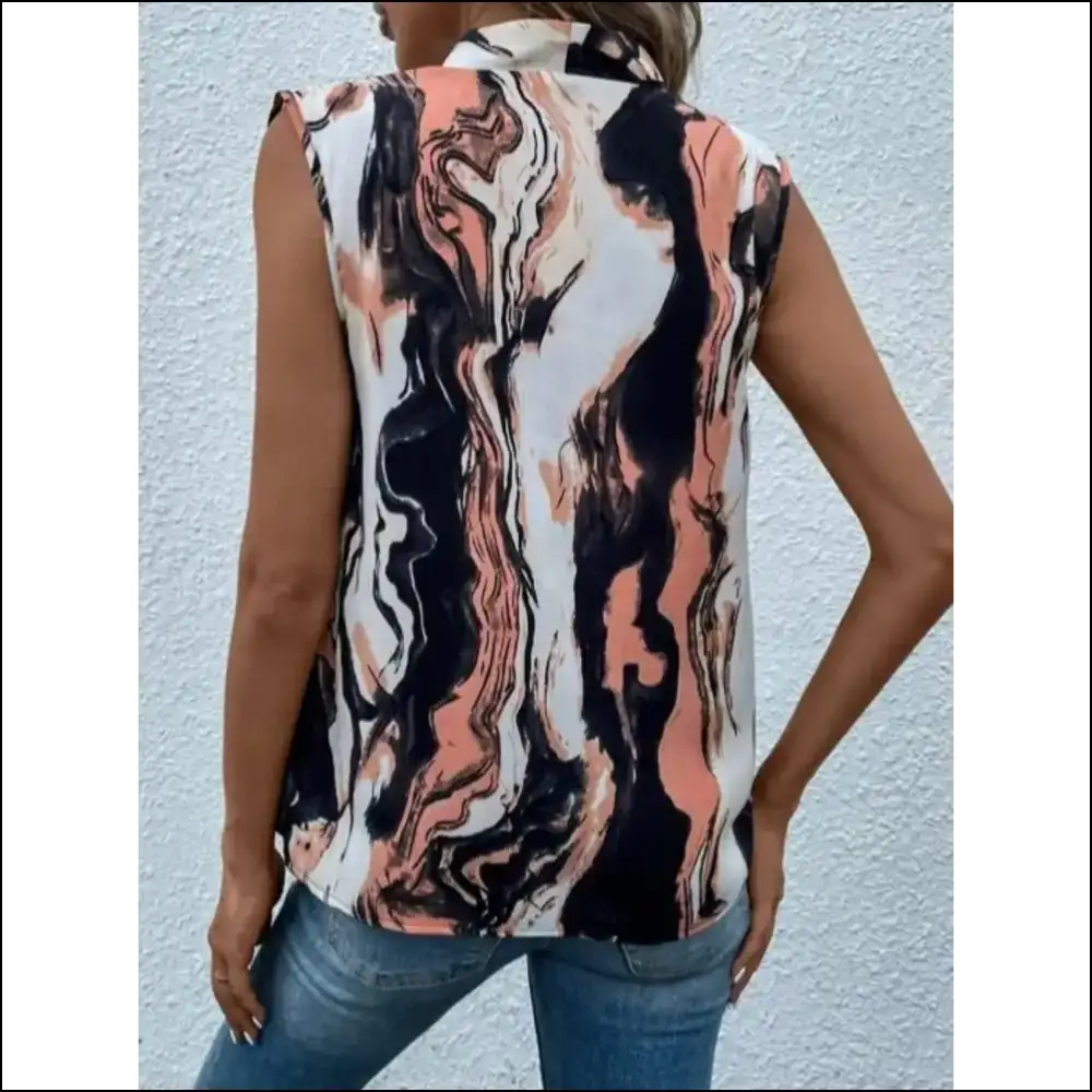 Chic Full Size Printed Button Up Tank - Tops on Sale Worldwide Shipping