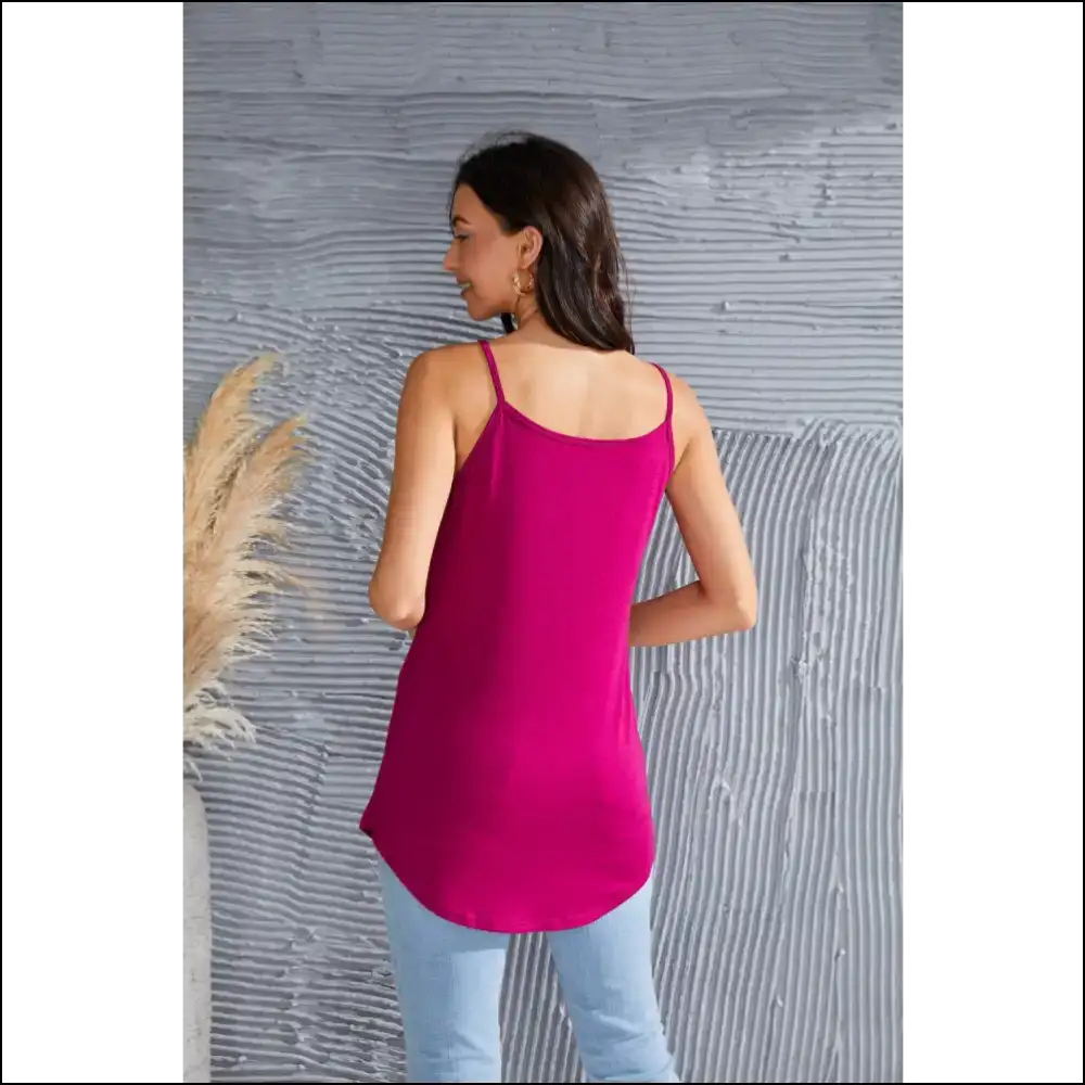 Chic Full Size Spaghetti Strap V-neck Flowy Tunic Cami - Tank Tops on Sale Worldwide Shipping