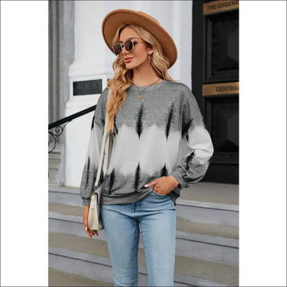 Chic Gradient Round Neck Long Sleeve Sweatshirt - Dark Gray / s - Sweatshirts & Hoodies on Sale Worldwide Shipping