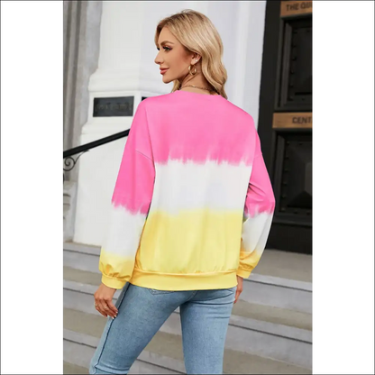 Chic Gradient Round Neck Long Sleeve Sweatshirt - Sweatshirts & Hoodies on Sale Worldwide Shipping