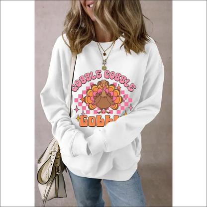 Chic Graphic Dropped Shoulder Long Sleeve Sweatshirt - White / m - Sweatshirts & Hoodies on Sale Worldwide Shipping