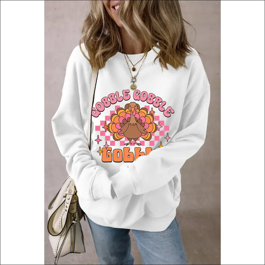 Chic Graphic Dropped Shoulder Long Sleeve Sweatshirt - White / m - Sweatshirts & Hoodies on Sale Worldwide Shipping
