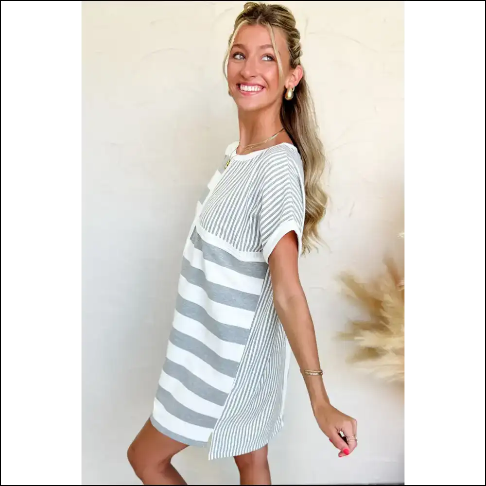Chic Gray Stripe Dress: from Drab to Fab 😜 Needful Things! - Short Dresses on Sale Worldwide Shipping