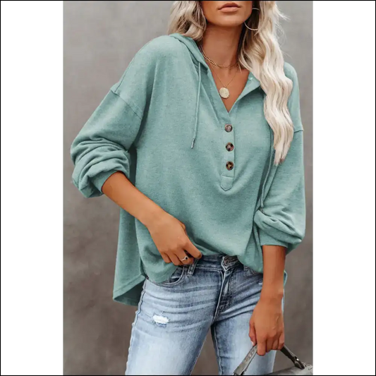 Chic Green Button Hoodie: so Comfy Youll Say Needful Things! 💚 - s - Sweatshirts & Hoodies on Sale Worldwide Shipping