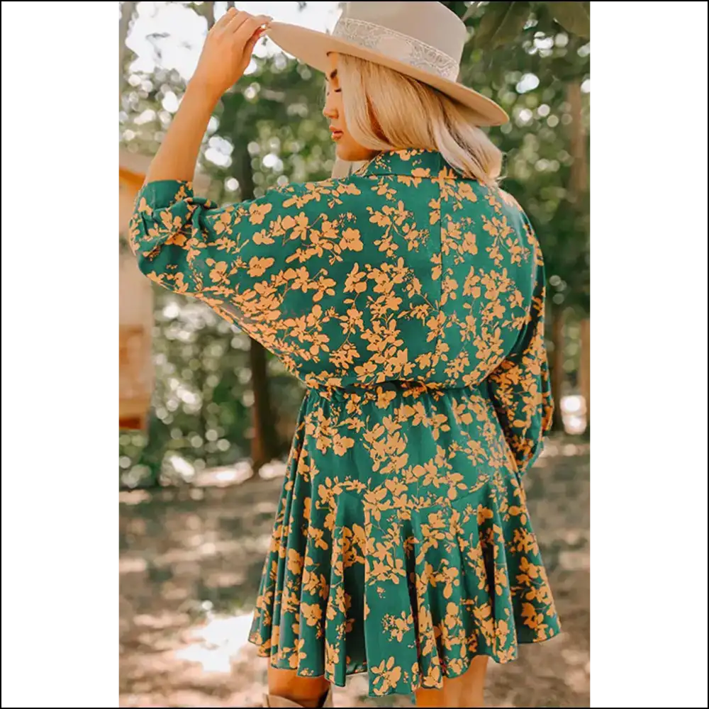 Chic Green Floral Dress: Go Gorgeous not Grim 💀 Needful Things - Short Dresses on Sale Worldwide Shipping