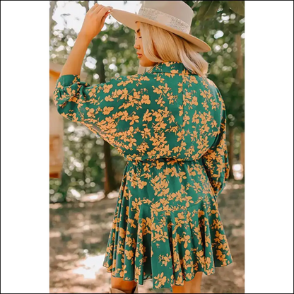 Chic Green Floral Dress: Go Gorgeous not Grim 💀 Needful Things - Short Dresses on Sale Worldwide Shipping