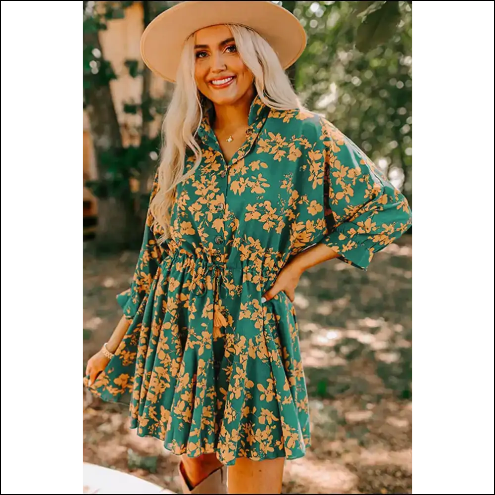 Chic Green Floral Dress: Go Gorgeous not Grim 💀 Needful Things - Short Dresses on Sale Worldwide Shipping