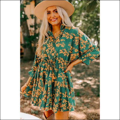 Chic Green Floral Dress: Go Gorgeous not Grim 💀 Needful Things - Short Dresses on Sale Worldwide Shipping